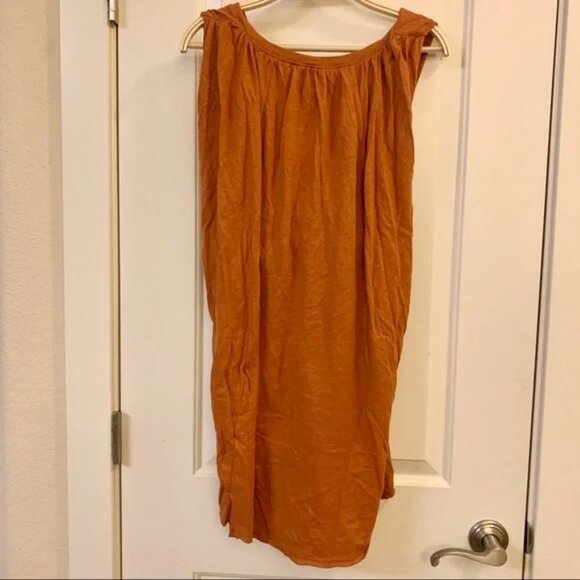 Free People Terracotta Burnt Orange Rust Breezy Tie-Front Tunic Dress - Picture 8 of 10